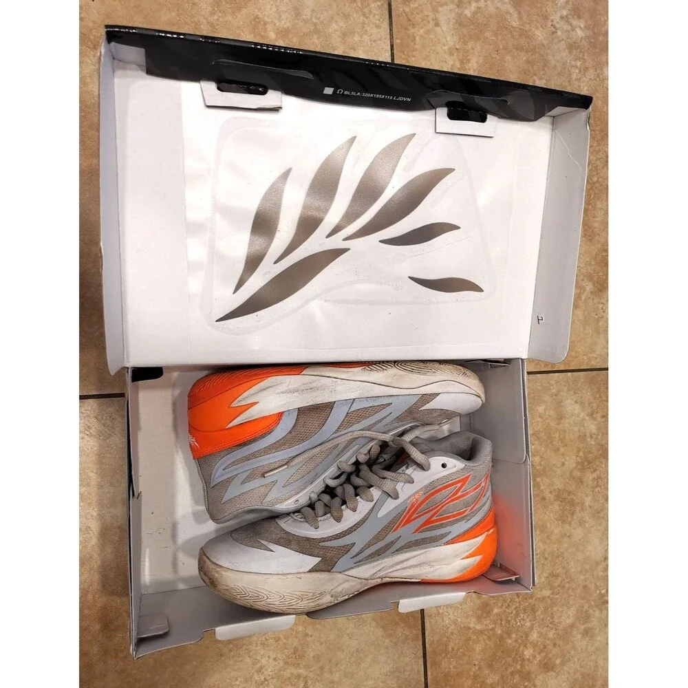 Puma MB.02 JR Platinum Gray Ultra Orange Size 7 Style 378358-02 come in box